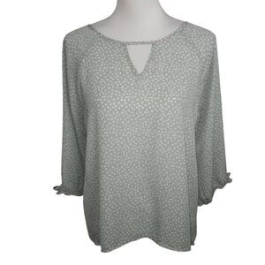 PAPERMOON GREENISH BLOUSE W/WHITE POLKA-DOTS SZ.M EUC.